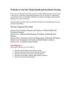 Mental Health & Psychiatric Nursing: Unit One