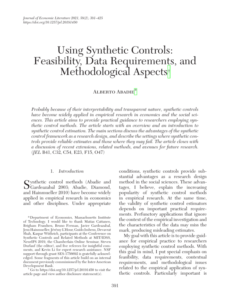 Synthetic Control Methods Guide