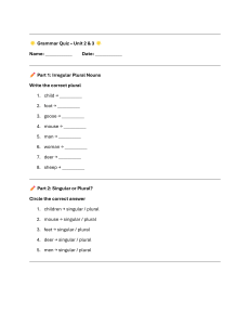 Elementary Grammar Quiz: Nouns & Verbs