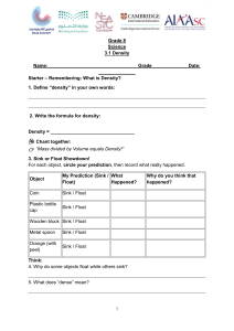 Grade 8 Density Worksheet: Sink or Float Lab