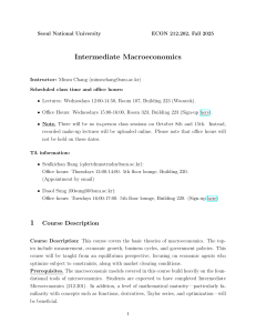 SNU Intermediate Macroeconomics Syllabus Fall 2025