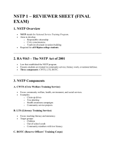 NSTP Final Exam Reviewer: Philippine National Service Guide
