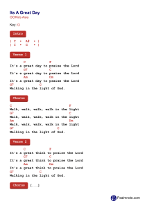 Its A Great Day Song Sheet by GOKids Asia