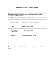 Careers Afternoon Student Passport Worksheet