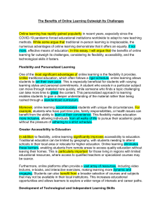 Benefits of Online Learning in Modern Education