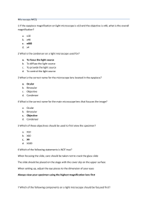 Microscopy MCQ: Light Microscope Quiz