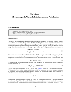 Electromagnetic Waves Interference Polarization Worksheet