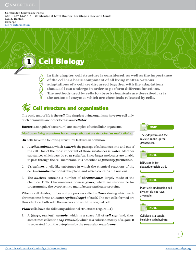O Level Cell Biology Revision Guide