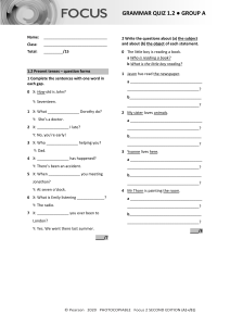 Grammar Quiz 1.2: Present Tenses Worksheet
