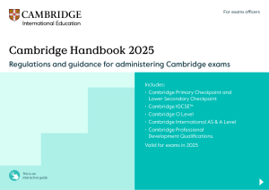 Cambridge Handbook 2025: Regulations and Guidance for Exams Officers