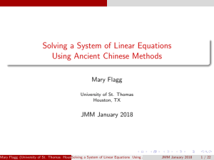 Solving Linear Equations: Ancient Chinese Methods vs Gaussian Elimination