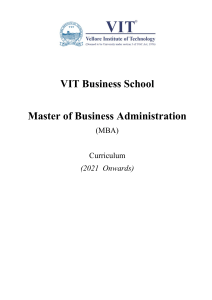 VIT MBA Curriculum 2021 | Course Details