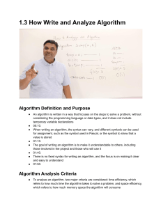 Algorithm Writing and Analysis Guide