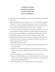 ECN 2115: Microeconomics Tutorial Sheet