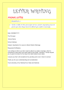 Formal Letter Writing Example for School Leave