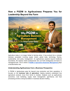 PGDM in Agribusiness for Leadership