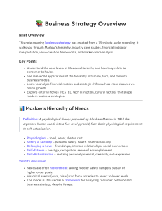 Business Strategy Study Guide | Maslow & PESTEL