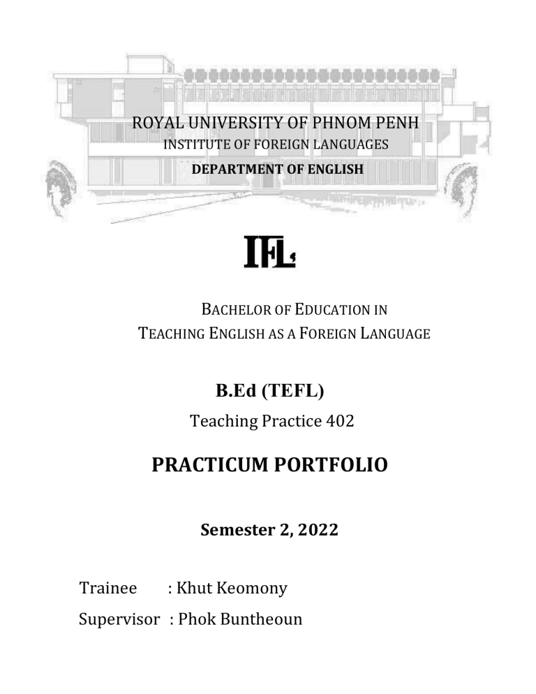 RUPP TEFL Practicum Portfolio 2022