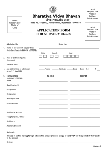 Nursery Admission Form 2026-27