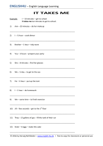 English Grammar Worksheet: It Takes Me