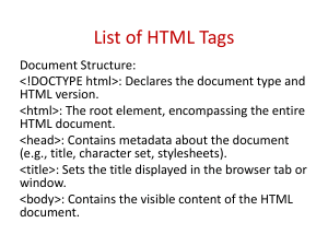 List of HTML Tags Cheat Sheet