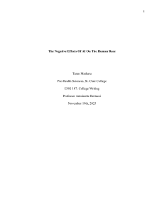 Negative Effects of AI on Humanity: College Research Paper