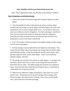 Heat, Solubility, & Gas Laws Study Guide