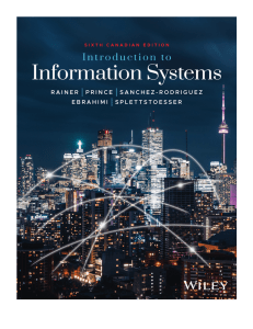 Intro to Information Systems 6th Canadian Edition