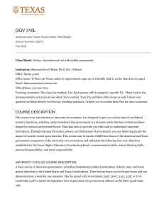 GOV 310L American Government Syllabus