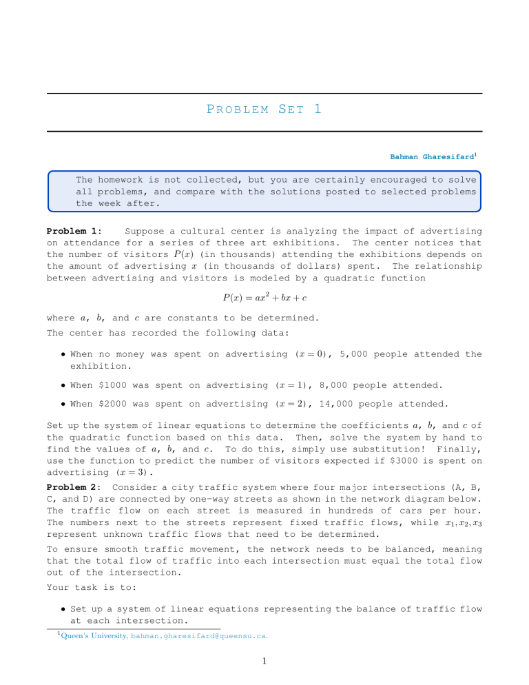 Line Problem Set Linear Algebra Problem Set on Systems & Subspaces