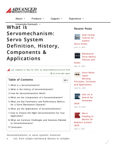 Servomechanism Systems: Definition, Components & Applications