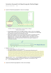 Kombinatorik: Auswahl mit und ohne Zur&uuml;cklegen