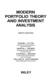 Modern Portfolio Theory Textbook 9th Ed.