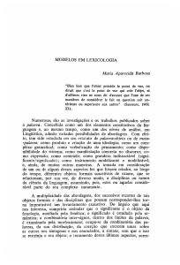 Modelos em Lexicologia: An&aacute;lise e Classifica&ccedil;&atilde;o