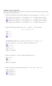 Algebra Assessment on Functions and Polynomials