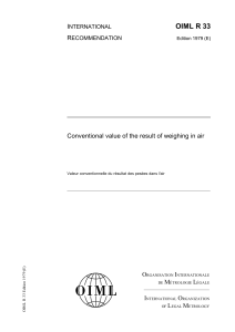 OIML R 33: Conventional Value of Weighing in Air