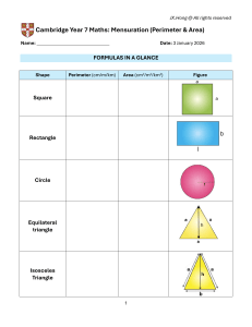 Year 7 Maths & Science: Mensuration & Metals