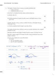 Year 2 Statistics Normal Distribution Exam