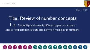 Number Concepts Review Worksheet