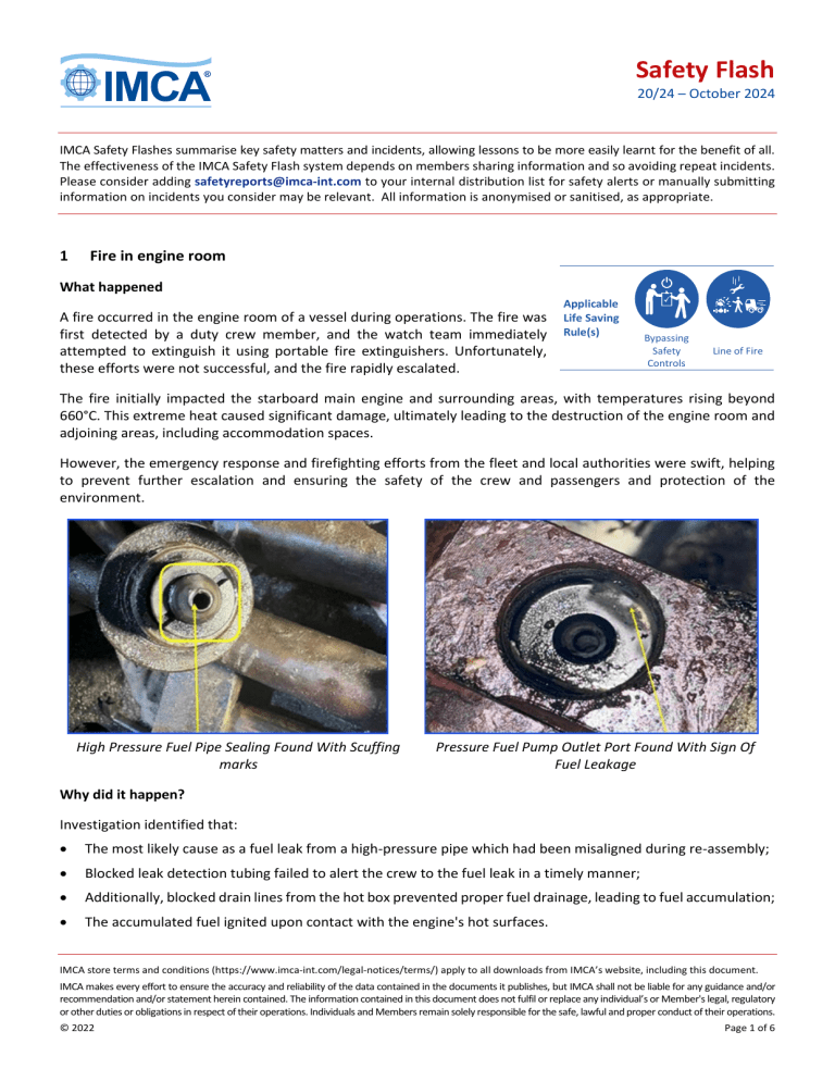 IMCA Safety Flash: Engine Room Fires & Prevention