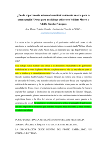 Patrimonio Artesanal y Emancipaci&oacute;n: Un Di&aacute;logo Cr&iacute;tico