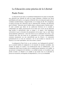 La Educaci&oacute;n como Pr&aacute;ctica de la Libertad de Freire