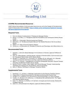 VCMT Massage Therapy Reading List