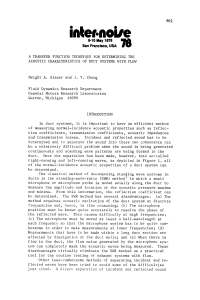 Acoustic Duct Systems Transfer Function Method