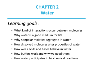 Biochemistry Chapter 2: Properties of Water