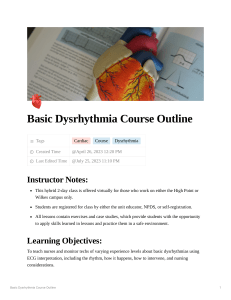 Basic Dysrhythmia Course Outline