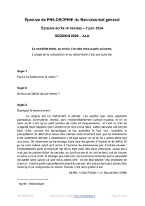 Sujet Bac Philo 2024 Asie