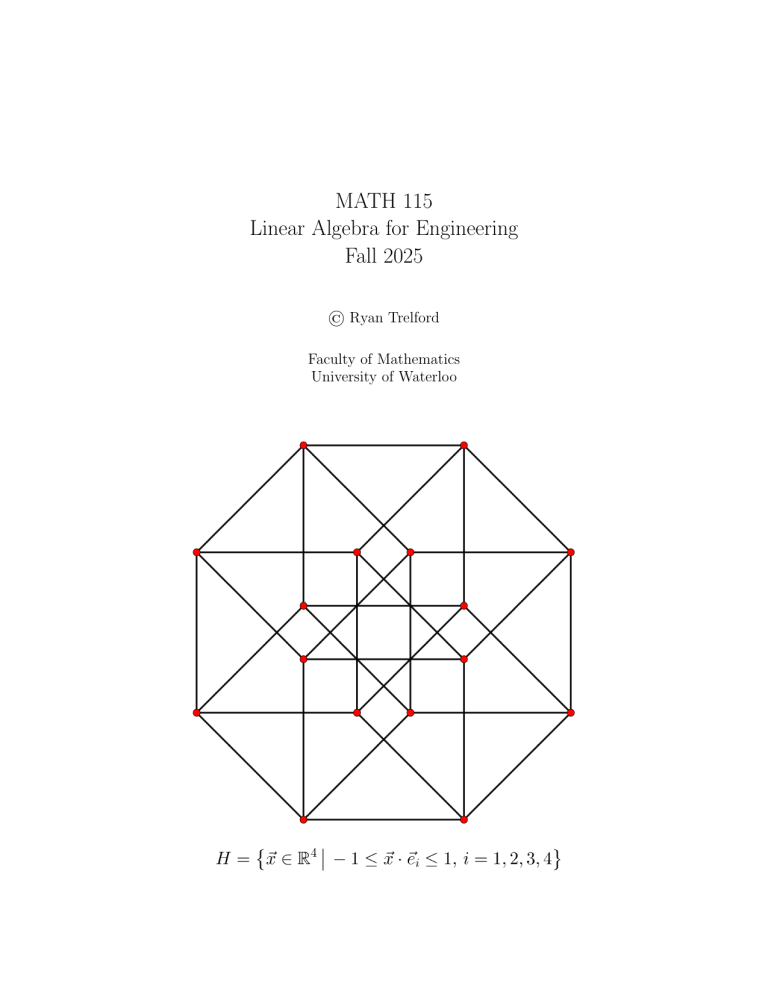 MATH 115: Linear Algebra for Engineering Course Notes (Fall 2025)
