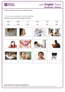Actions Vocabulary Worksheet for Kids