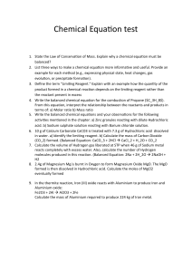 Chemistry Test: Stoichiometry & Reactions